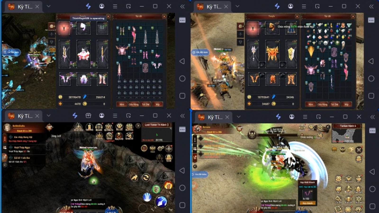Bảng Auto Atlans nổi bật giữa các tab game Kỳ Tích Atlans đang hoạt động trên máy tính.