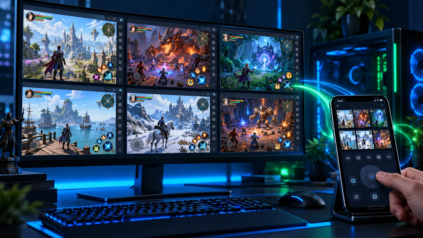 Dịch vụ thuê tab LDPlayer với nhiều cửa sổ giả lập và kết nối điều khiển từ xa